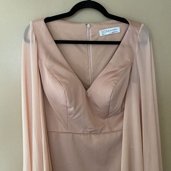 Mac Duggal Ieena Pink Cape Chiffon Short Knee Length Dress Sz 6 $358 NWT - Picture 9 of 12